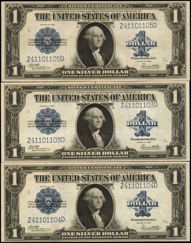 Lot of (3) Fr. 238. 1923 $1 Silver Certificate. Extremely Fine. Consecutive.
A ...