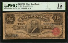 Fr. 300. 1891 $10 Silver Certificate. PMG Choice Fine 15.
A Choice Fine example of this popular Tombstone Silver Certificate, which aptly gets its na...