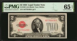 Fr. 1501. 1928 $2 Legal Tender Note. PMG Gem Uncirculated 65 EPQ.
Bright paper and ruby red overprints stand out on this appealing Gem Legal Tender d...