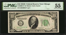 Fr. 2009-G*. 1934D $10 Federal Reserve Star Note. Chicago. PMG About Uncirculated 55.
An About Uncirculated example of this replacement $10 from the ...