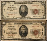 Lot of (2) Indiana Nationals. $20 1929 Ty. 1. Fr. 1802-1. Fine to Very Fine.
A duo of Indiana $20 nationals, which include Fr. 1802-1 $20 CH #126 Fir...