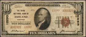Ashland, Kentucky. $10 1929 Ty. 2. Fr. 1801-2. The Third NB. Charter #12293. Very Fine.
A Very Fine example of this Type 2 Kentucky $10 National.
Es...