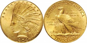 1909-D Indian Eagle. AU-55 (PCGS).
PCGS# 8863. NGC ID: 28GN.
Estimate: 1000
