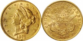 1871-S Liberty Head Double Eagle. AU-55 (PCGS).
PCGS# 8962. NGC ID: 26AC.
Estimate: 2000