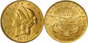 1873 Liberty Head Double Eagle. Open 3. AU-58 (PCGS).
PCGS# 8967. NGC ID: 26AH.
Estimate: 2000