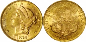 1876 Liberty Head Double Eagle. AU-58 (PCGS).
PCGS# 8976. NGC ID: 26AV.
Estimate: 2000
