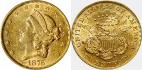 1876-S Liberty Head Double Eagle. AU-55 (PCGS).
PCGS# 8978. NGC ID: 26AX.
Estimate: 2000
