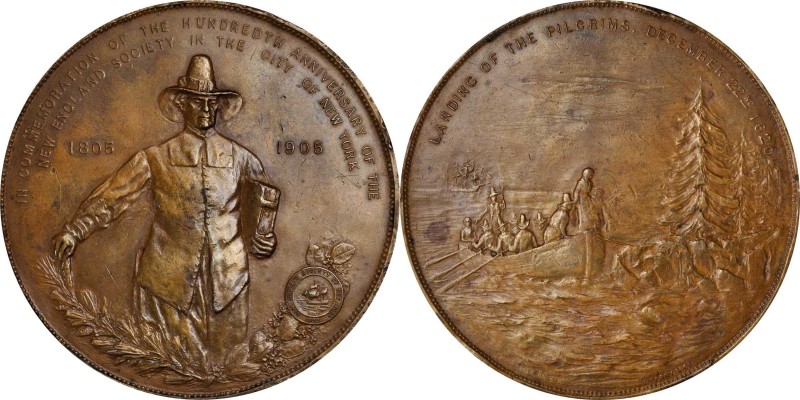 1905 New England Society in the City of New York, 100th Anniversary Medal. By Ti...