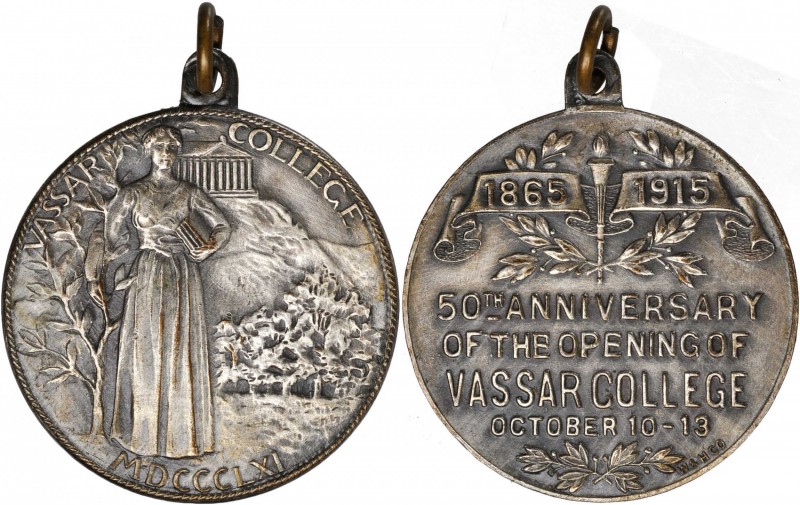 1915 Vassar College 50th Anniversary Medal. Silvered Copper. Extremely Fine.
31...