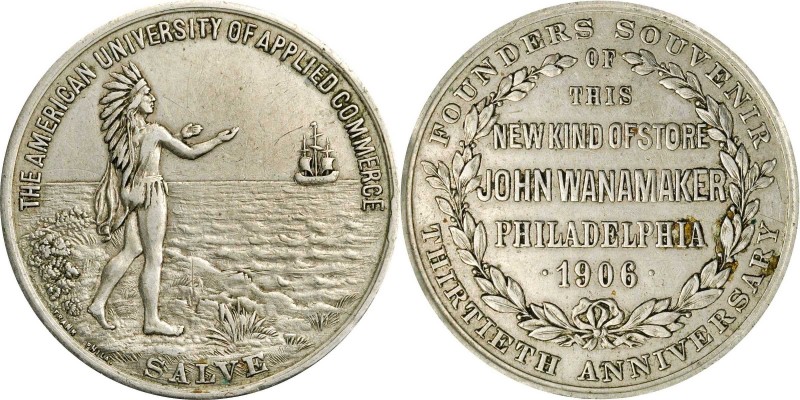 1906 30th Anniversary of the John Wanamaker Company, Philadelphia Medal. White M...