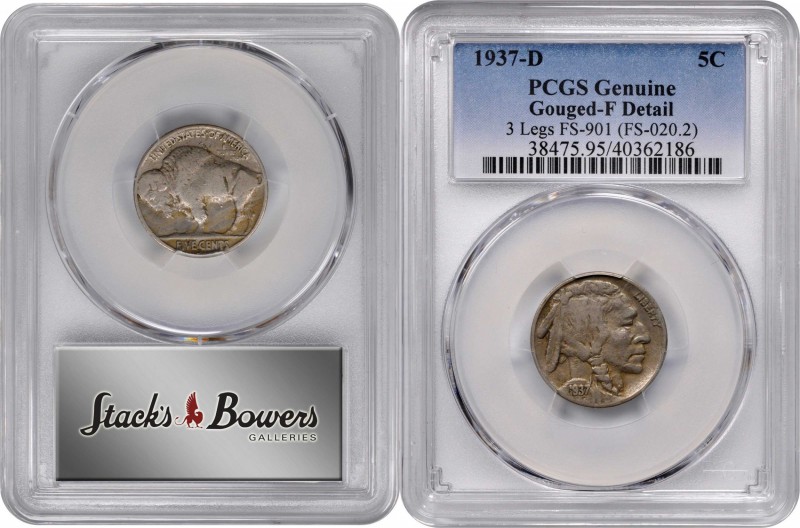 1937-D Buffalo Nickel. FS-901. 3-Legged. Fine Details--Gouged (PCGS).
PCGS# 384...