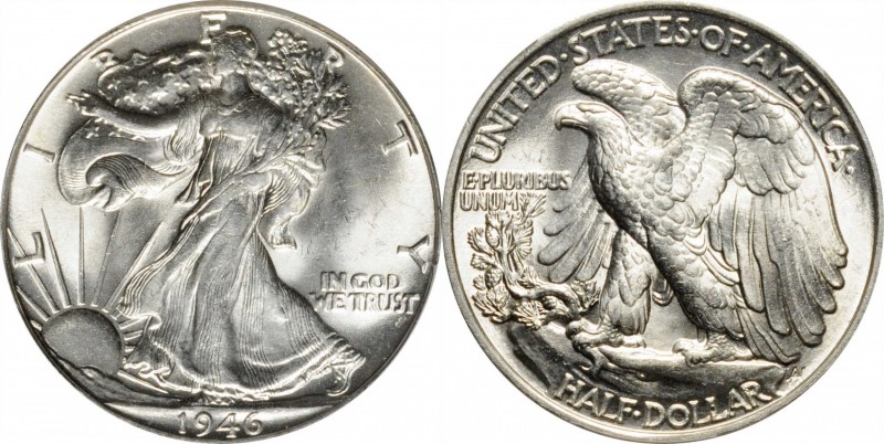 Lot of (2) Mint State Walking Liberty Half Dollars. (PCGS).
Included are: 1946 ...