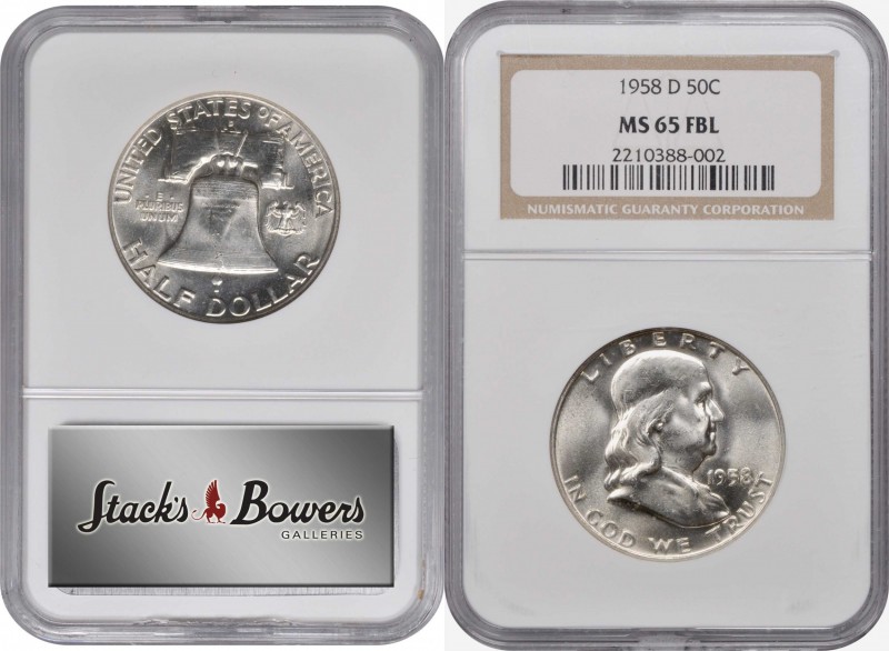 1958-D Franklin Half Dollar. MS-65 FBL (PCGS).
PCGS# 86675. NGC ID: 24TH.
Esti...