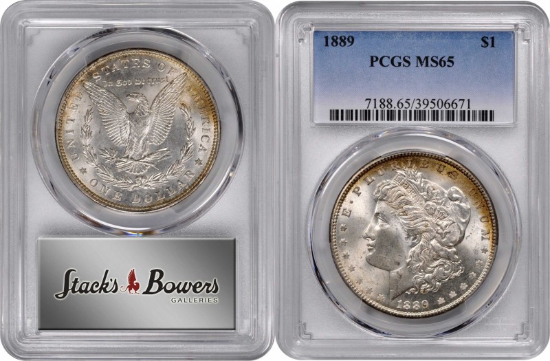 1889 Morgan Silver Dollar. MS-65 (PCGS).
PCGS# 7188. NGC ID: 2558.
Estimate: 1...