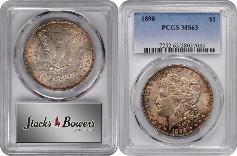 1898 Morgan Silver Dollar. MS-63 (PCGS).
PCGS# 7252. NGC ID: 2568.
Estimate: 1...