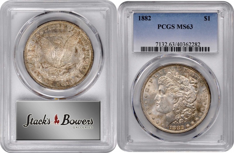 Lot of (2) Morgan Silver Dollars, MS-63 (PCGS).
Included are: 1880-S and 1882
...