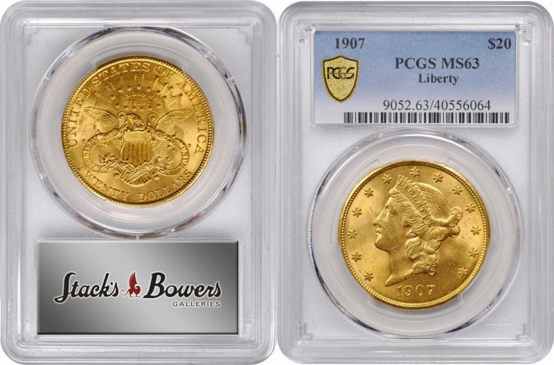 1907 Liberty Head Double Eagle. MS-63 (PCGS).
PCGS# 9052. NGC ID: 26D7.
Estima...