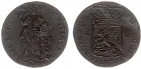 Bataafse Republiek (1795-1806) - Gelderland - 1 Gulden 1796 (Sch. 90 / Delm. 1178/R) - ZF- met patina / zeldzaam (oplage 42.200 ex.)