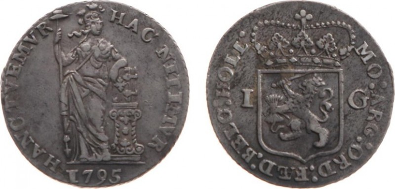 Bataafse Republiek (1795-1806) - Holland - 1 Gulden 1795 (Sch. 91a / Delm. 1179)...