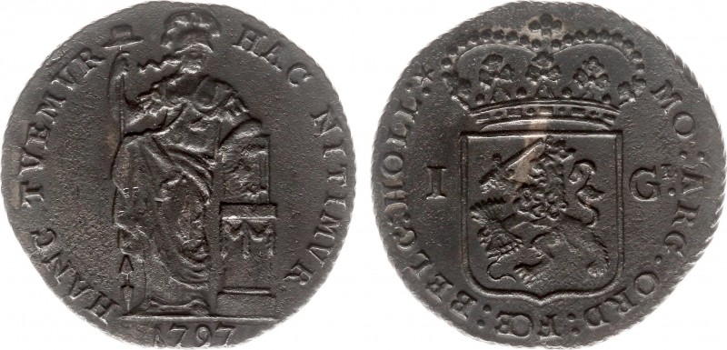Bataafse Republiek (1795-1806) - Holland - 1 Gulden 1797 (Sch. 92) met 'HOLL:*' ...