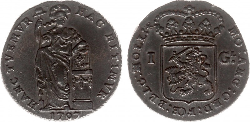 Bataafse Republiek (1795-1806) - Holland - 1 Gulden 1797 (Sch. 92a / RR) met HOL...