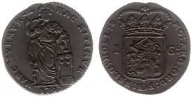 Bataafse Republiek (1795-1806) - Holland - 1 Gulden 1797 (Sch. 92c1 /R) met 'HOLL:*' en rond altaar met guirlande en met lint naar beneden hangend - Z...