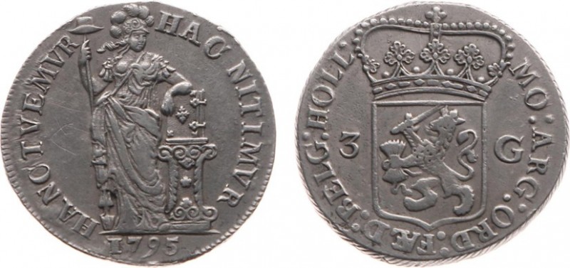 Bataafse Republiek (1795-1806) - Holland - 3 Gulden 1795 (Sch. 79 / Delm. 1146) ...