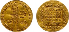 Bataafse Republiek (1795-1806) - Holland - Gouden Dukaat 1800 (Sch. 24 / Delm. 1171B /R) - klemspoortjes - ZF- / zeldzaam