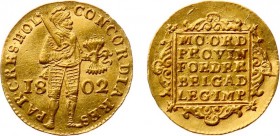 Bataafse Republiek (1795-1806) - Holland - Gouden Dukaat 1802 Enkhuizen mmt. Ster (Sch. 26A / Delm. 1171B /R) - 3.46 gram - ZF/PR / zeer zeldzaam