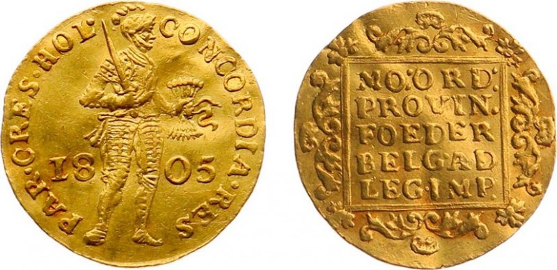 Bataafse Republiek (1795-1806) - Holland - Gouden Dukaat 1805 Dordrecht (Sch. 29...