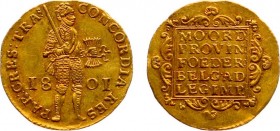 Bataafse Republiek (1795-1806) - Utrecht - Gouden Dukaat 1801 (Sch. 37 / Delm. 1171C) - 3.46 gram - ZF/PR