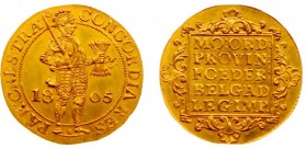 Bataafse Republiek (1795-1806) - Utrecht - Dubbele Gouden Dukaat 1805 met kabelrand (Sch. 12 /R) - 7.04 gram - VZ Staande ridder met zwaard en pijlenb...