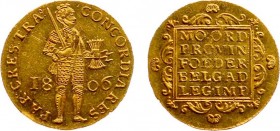 Koninkrijk Holland (Lodewijk Napoleon 1806-1810) - Gouden Dukaat 1806 kleine cijfers (Sch. 118B / Delm. 1176A) - 3.49 gram - PR