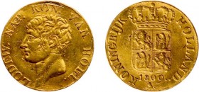 Koninkrijk Holland (Lodewijk Napoleon 1806-1810) - Gouden Dukaat 1809 - 3e type - mmt. Bij (Sch. 132 / Delm. 1180) - 3.47 gram - Vz: Borstbeeld van Lo...