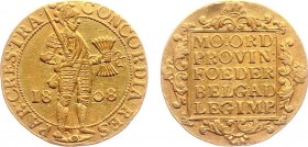 Koninkrijk Holland (Lodewijk Napoleon 1806-1810) - Dubbele Gouden Dukaat 1808 (Sch. 117 /RR / Delm. 175) - ZF met gestopt gat tussen voeten ridder - o...