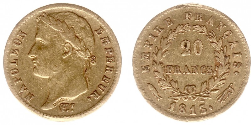 Nederland onder Napoleon (1810-1813) - 20 Francs 1813 muntteken Vlaggemast (Sch....