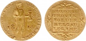 Koninkrijk NL Willem I als Soeverein-vorst (1813-1815) - Gouden dukaat 1814 muntteken wapenschild van de stad Utrecht (Sch. 200) - ZF