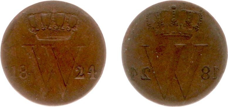 Koninkrijk NL Willem I (1815-1840) - ½ Cent 1824 U31 (Sch. 328) met MISSLAG 'inc...