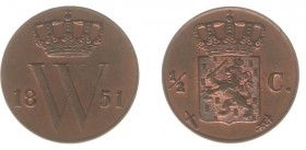 Koninkrijk NL Willem I (1815-1840) - ½ Cent 1851 (Sch. 704) - UNC