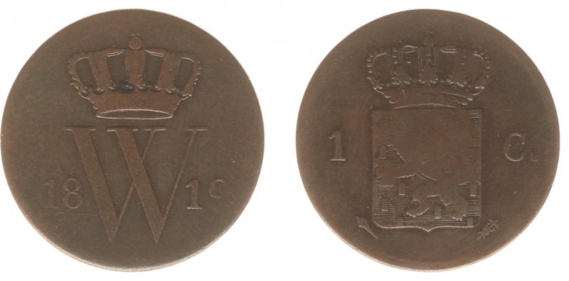 Koninkrijk NL Willem I (1815-1840) - 1 Cent 1819 U (Sch. 324/ R) - ZG/FR, oplage...