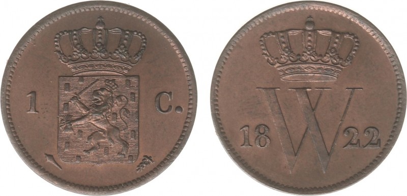 Koninkrijk NL Willem I (1815-1840) - 1 Cent 1822 U - muntslag (Sch. 326) - PR/UN...