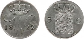 Koninkrijk NL Willem I (1815-1840) - 5 Cent 1822 U (Sch. 316/S) SCHAARS - ZF-, met beschadiging in veld