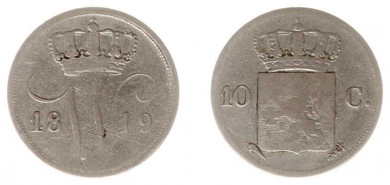 Koninkrijk NL Willem I (1815-1840) - 10 Cent 1819 U (Sch. 303/RR) - ZG/FR , zeer...
