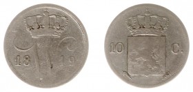 Koninkrijk NL Willem I (1815-1840) - 10 Cent 1819 U (Sch. 303/RR) - ZG/FR , zeer zeldzaam (oplage 25.030 exemplaren)