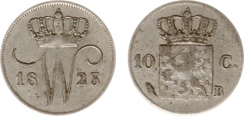Koninkrijk NL Willem I (1815-1840) - 10 Cent 1823 B (Sch. 309 /R) - F/ZF, zeldza...