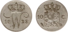 Koninkrijk NL Willem I (1815-1840) - 10 Cent 1823 B (Sch. 309 /R) - F/ZF, zeldzaam (oplage 177.449 stuks)