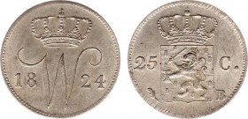 Koninkrijk NL Willem I (1815-1840) - 25 Cent 1824 B (Sch. 295) - PR+