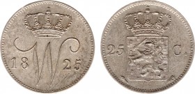 Koninkrijk NL Willem I (1815-1840) - 25 Cent 1825 U (Sch. 289) - PR/UNC