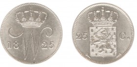Koninkrijk NL Willem I (1815-1840) - 25 Cent 1825 U (Sch. 289) - FDC