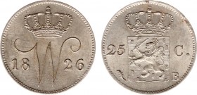 Koninkrijk NL Willem I (1815-1840) - 25 Cent 1826 B (Sch. 297) - UNC-